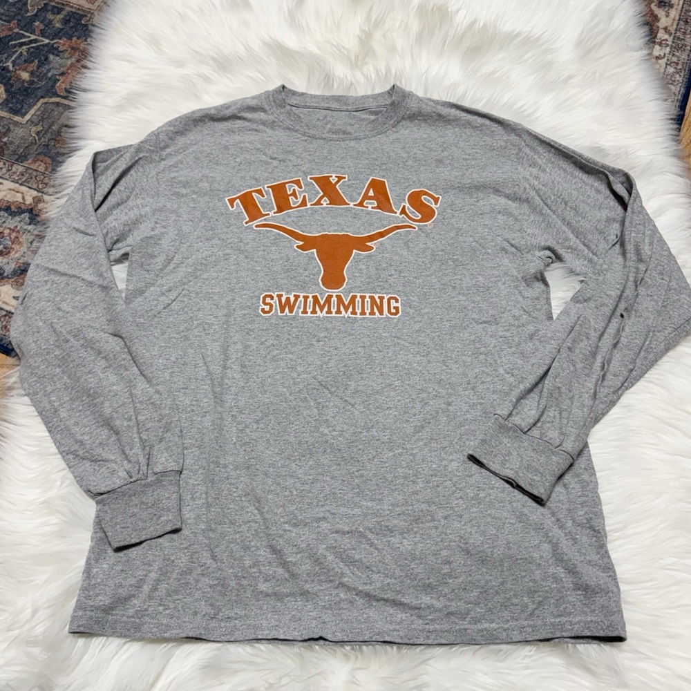 Texas Longhorns Swimming Long Sleeve T-Shirt Heather Gray
